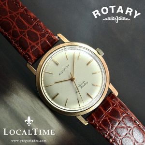 1960 s ROTARY Swiss Large Cased 9k Rose Gold Automatic Dress