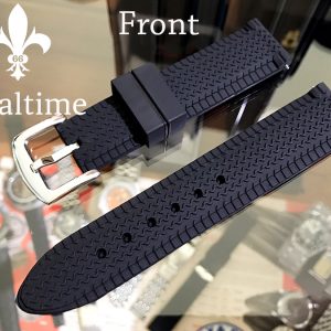 Premium Black Silicone Rubber Tyre Wheel Thread Watch Strap Fits