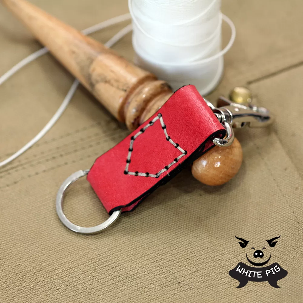 Handmade Red Leather & White Wax Thread Keyring Keychain – by WHITE PIG  (Cyprus) – Localtime Watches, Straps & Accessories