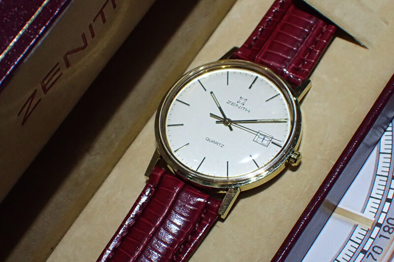 Boxed 1983 ZENITH (Swiss) 18k Solid Gold Case Formal Dress Watch - Quartz With Date - Image 7